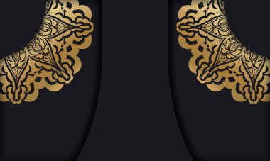 Lüks altın desenli siyah pankart ve metin alanı