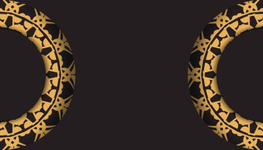 Kahverengi mandala süslemeli siyah renkli broşür.