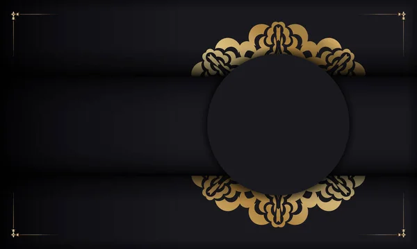 Baner Noir Avec Motif Luxueux Une Place Pour Votre Logo — Image vectorielle