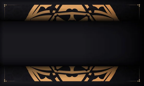 Baner Preto Com Luxuoso Padrão Laranja Lugar Sob Logotipo — Vetor de Stock