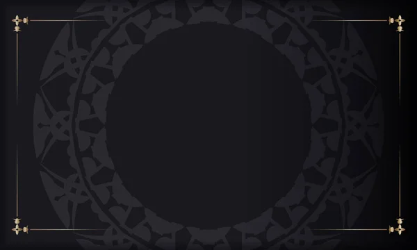 Czarny Sztandar Luksusową Brązową Ozdobą Miejscem Logo — Wektor stockowy