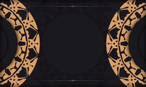 Черный Баннер Роскошным Коричневым Орнаментом Местом Вашего Логотипа — стоковый вектор