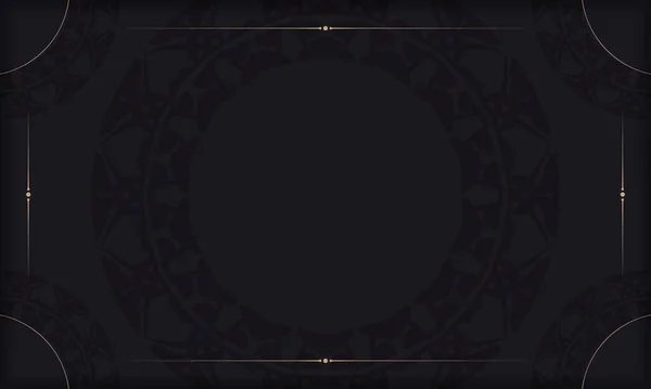 Bannière Noire Avec Ornement Marron Luxueux Endroit Pour Votre Logo — Image vectorielle