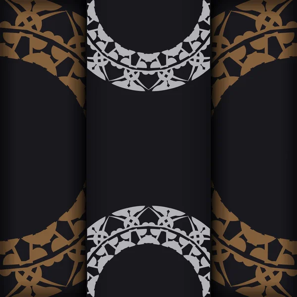 Black Color Flyer Brown Indian Ornament — Stock Vector