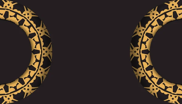 Флаєр Чорного Кольору Коричневим Орнаментом Мандали — стоковий вектор