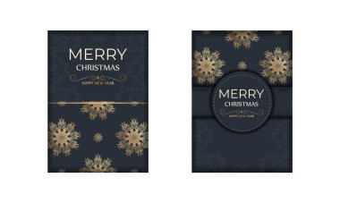 Uçan mutlu noeller soyut altın süslemeli koyu mavi renk