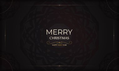 Tebrik kartı Mutlu noeller ve eski süslemeli mutlu yeni yıl siyah renkleri