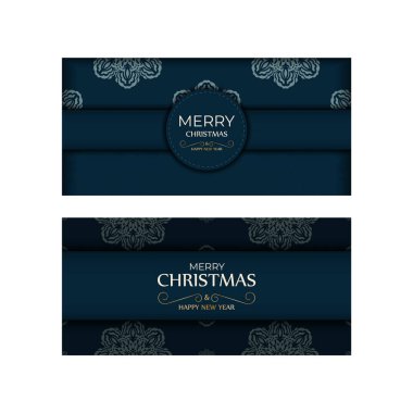 Mutlu Noeller ve mutlu yıllar koyu mavi renkli ve klasik mavi desenli.