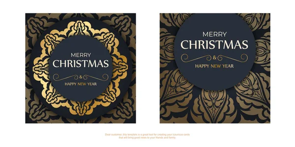 Brochure Joyeux Noël Bleu Foncé Avec Motif Abstrait — Image vectorielle