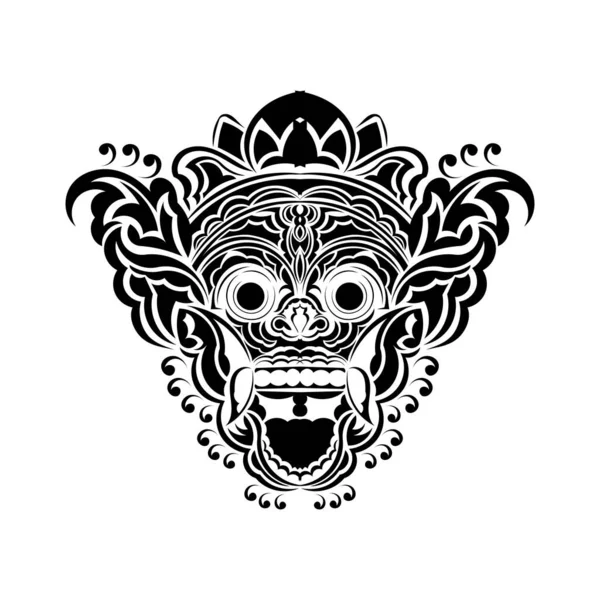 Vektor Illusztráció Vázlat Egy Hagyományos Balinese Barong Mask Alkalmas Póló — Stock Vector