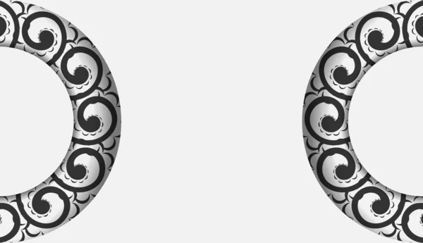 Weißer Grußflyer Mit Schwarzem Griechischen Ornament — Stockvektor