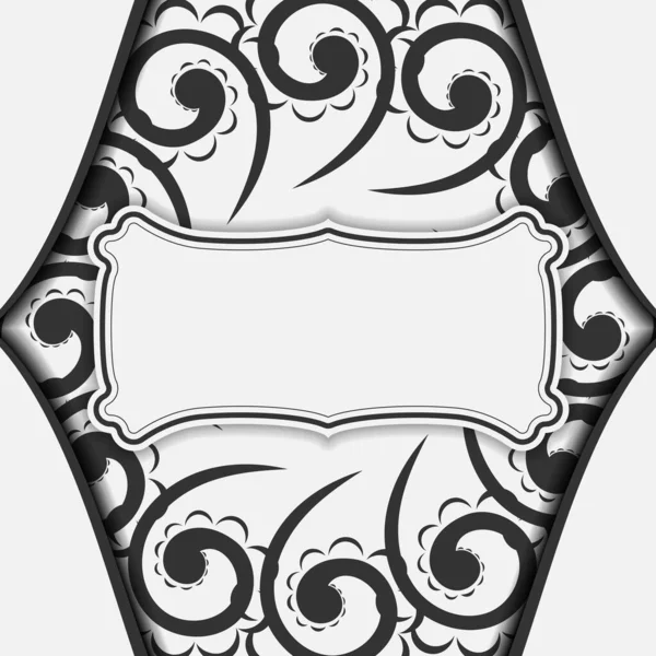 Белый Приветственный Флаер Черно Индийским Орнаментом — стоковый вектор