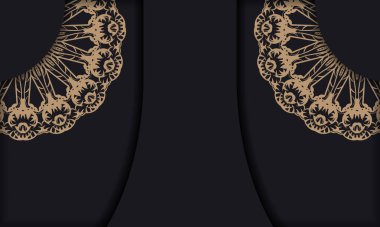 Eskimiş kahverengi süslemeli siyah pankart ve logon için bir yer.