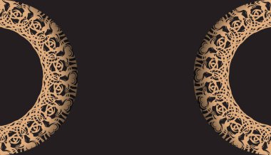 Tasarımınız için klasik kahverengi süslemeli siyah kartpostal.