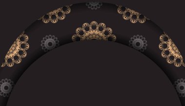 Kahverengi Yunan süslemeleri ile siyah ilan şablonu