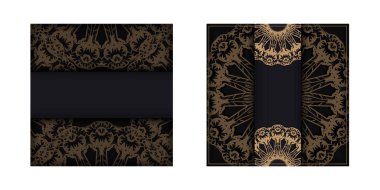 Kahverengi antika süslemeli siyah ilan şablonu