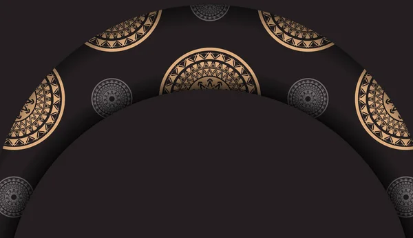 Modèle Brochure Couleur Noire Avec Ornement Marron Indien — Image vectorielle