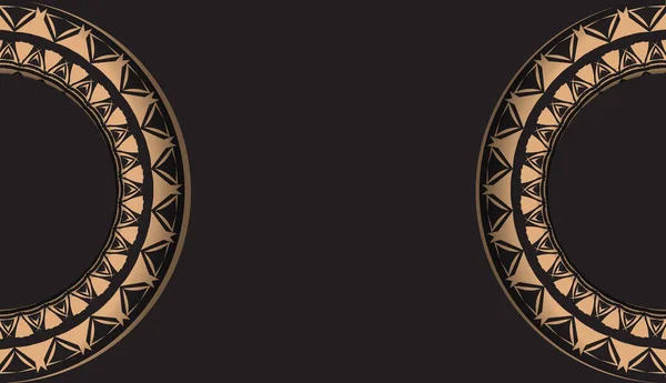 Шаблон Чорного Кольору Флаєра Коричневим Розкішним Орнаментом — стоковий вектор
