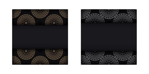 Broschürenvorlage Schwarze Farbe Mit Mandala Muster — Stockvektor
