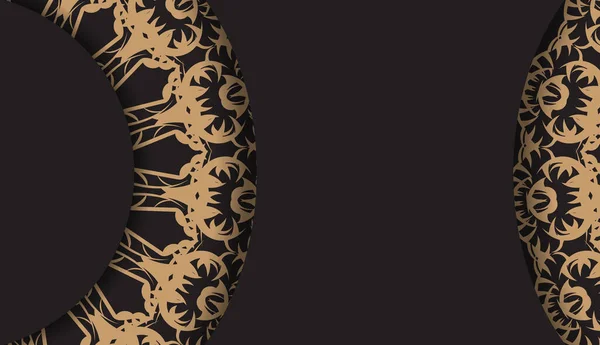 Modèle Carte Voeux Noir Avec Motif Grec Marron — Image vectorielle