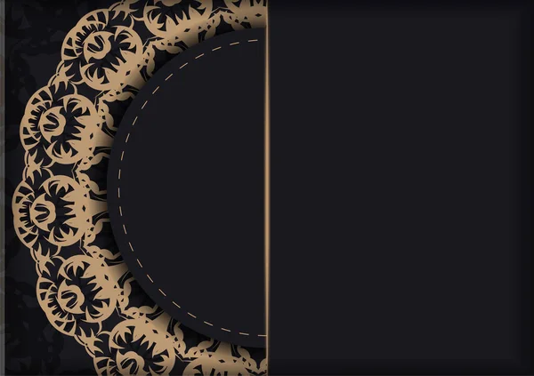 Modèle Flyer Salutation Couleur Noire Avec Ornement Marron Indien — Image vectorielle