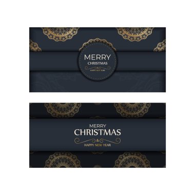 Mutlu Noeller ve mutlu yıllar. Koyu mavi renkte, altın desenli.