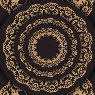 Kahverengi eski desenli siyah renkli tebrik broşürü