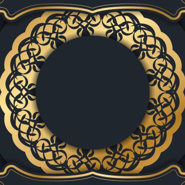 Tebrik etmek için Yunan kahverengi süslemeli siyah kartpostal..