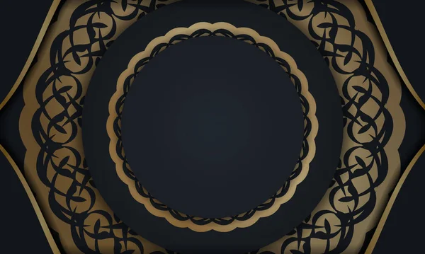 Baner Kolorze Czarnym Mandalą Złotym Ornamentem Miejscem Tekst — Wektor stockowy