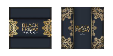 Sancak Satışı Kara Cuma Eskimiş Altın desenli Koyu Mavi