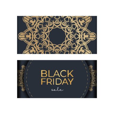 Kara Cuma 'nın Yunan aksesuarlı koyu mavi reklamı.