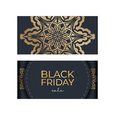 Koyu Mavili Kara Cuma için Yunan Altın Süslemesi İlan Şablonu