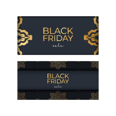 Lükslü Altın desenli Koyu Mavi Giyimli Kara Cuma için Reklam Şablonu