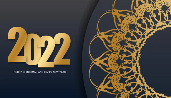 2022 Brochure Heureuse Année Noire Avec Motif Hiver — Image vectorielle