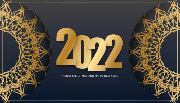 2022 Bonne Année Carte Vœux Noire Avec Motif Hiver — Image vectorielle