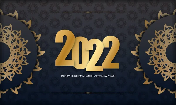 2022 Feliz Año Nuevo Plantilla Tarjeta Felicitación Color Negro Patrón — Vector de stock