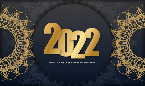 2022 Листівка Веселого Різдва Щасливого Новорічного Чорного Кольору Розкішним Золотим — стоковий вектор