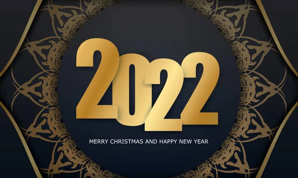 2022 Καρτ Ποστάλ Καλά Χριστούγεννα Και Ευτυχισμένο Νέο Έτος Μαύρο — Διανυσματικό Αρχείο