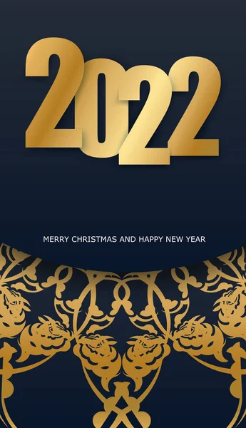 Brochure Festiva 2022 Felice Anno Nuovo Nero Con Ornamenti Oro — Vettoriale Stock
