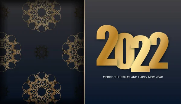 Brochure Festiva 2022 Buon Natale Felice Anno Nuovo Colore Nero — Vettoriale Stock