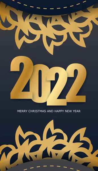 Vrolijk Kerstfeest Gelukkig Nieuwjaar 2022 Flyer Sjabloon Zwarte Kleur Met — Stockvector