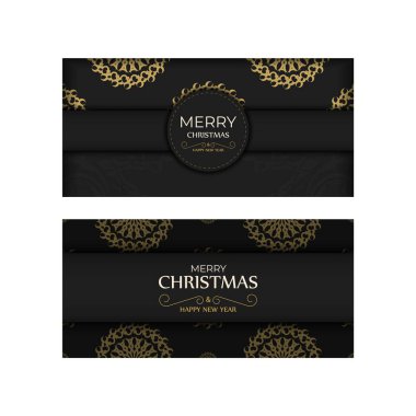 Lüks turuncu desenli siyah mutlu yeni yıl broşürü.