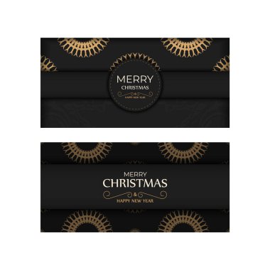 Lüks Turuncu desenli Siyah Mutlu Yıllar Kartı.