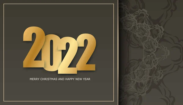 Brochure 2022 Joyeux Noël Bonne Année Couleur Marron Avec Motif — Image vectorielle