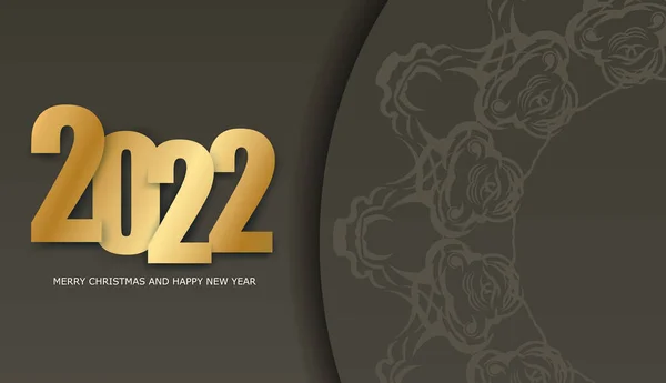 Brochure 2022 Merry Christmas Happy New Year Brown Color Abstract — стоковий вектор