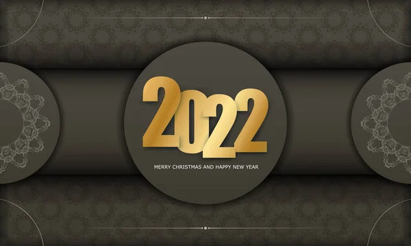 2022 Felice Anno Nuovo Volantino Colore Marrone Con Motivo Vintage — Vettoriale Stock