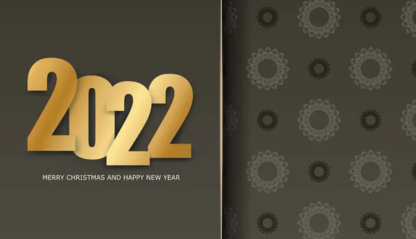 2022年节庆小册子带冬光装饰品的圣诞快乐褐色 — 图库矢量图片