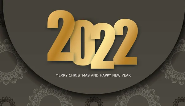 Feestelijke Brochure 2022 Gelukkig Nieuwjaar Bruine Kleur Met Luxe Licht — Stockvector