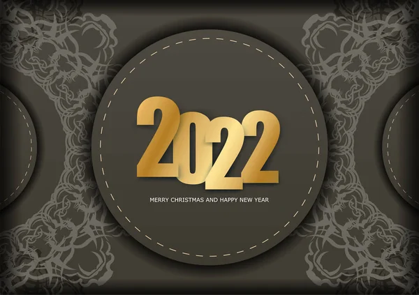 Festive Flyer 2022 Bonne Année Couleur Marron Avec Motif Lumière — Image vectorielle