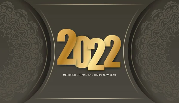 Modèle Brochure 2022 Joyeux Noël Bonne Année Couleur Marron Avec — Image vectorielle
